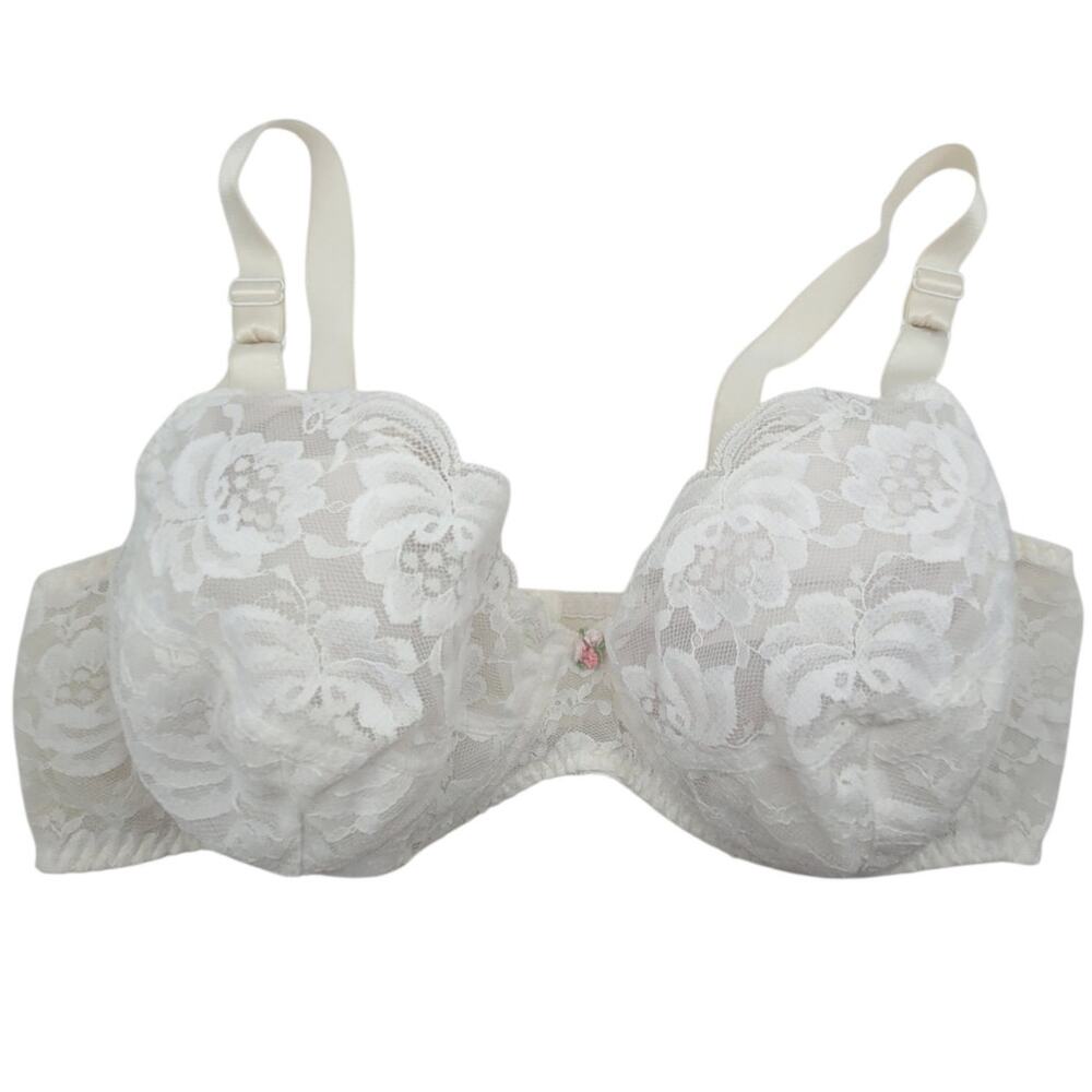 Vintage Fredericks White Lace Rose Bra Romantic Coquette Lingerie
